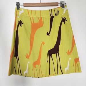 Marimekko For Anthropologie Women’s Giraffe Print Mini Skirt Artsy Cotton Sz 2